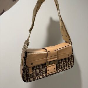 Dior Vintage Columbus Beige and Brown Shoulder Bag